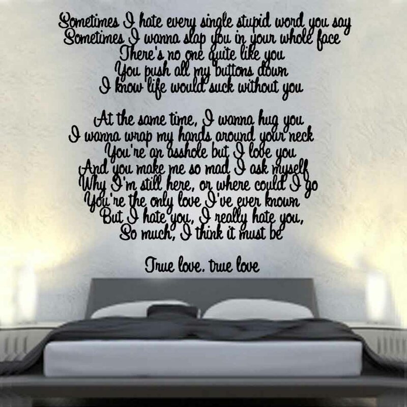 East Urban Home Pink True Love Lyrics Decal Wall Sticker | Wayfair.co.uk